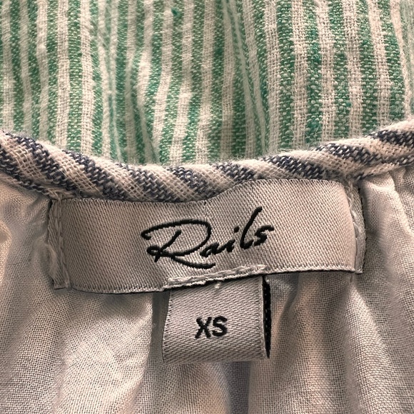 Rails Capri Linen Blend Ruffle Strap Midi Dress Mixed Rainbow Stripe. Size XS - Picture 5 of 6